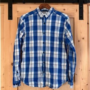 Columbia Blue and White Plaid Men's Shirt